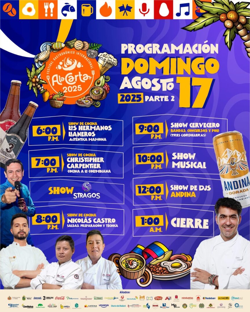 67b3b7d8-72f5-4a9b-adc0-3f1ae981850f-2-864x1080 A la Carta 2025 en Neiva: 5 días de sabores, música y fuego en el Malecón — entrada gratis
